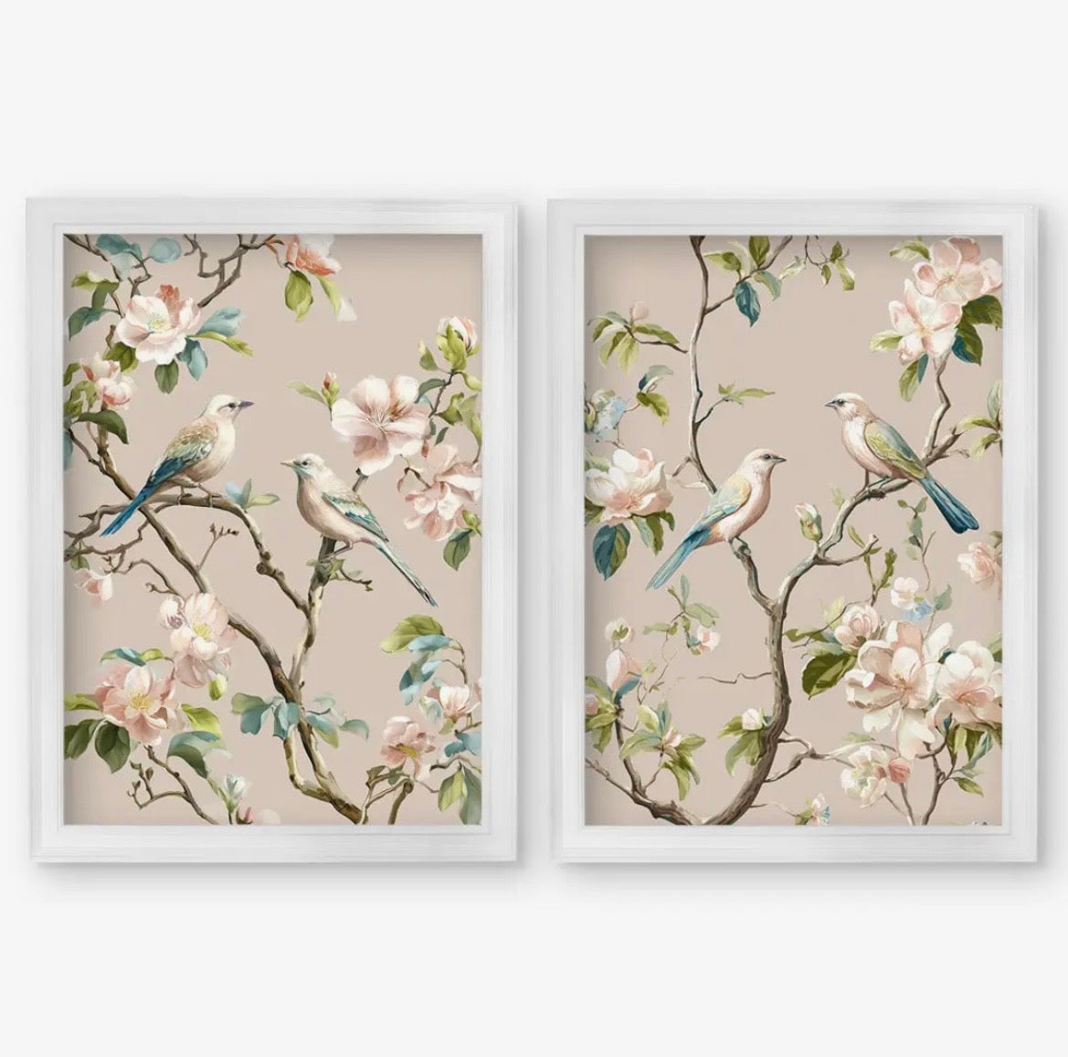 Chinoiserie floral art with birds on branches — Wedding Gifts collection