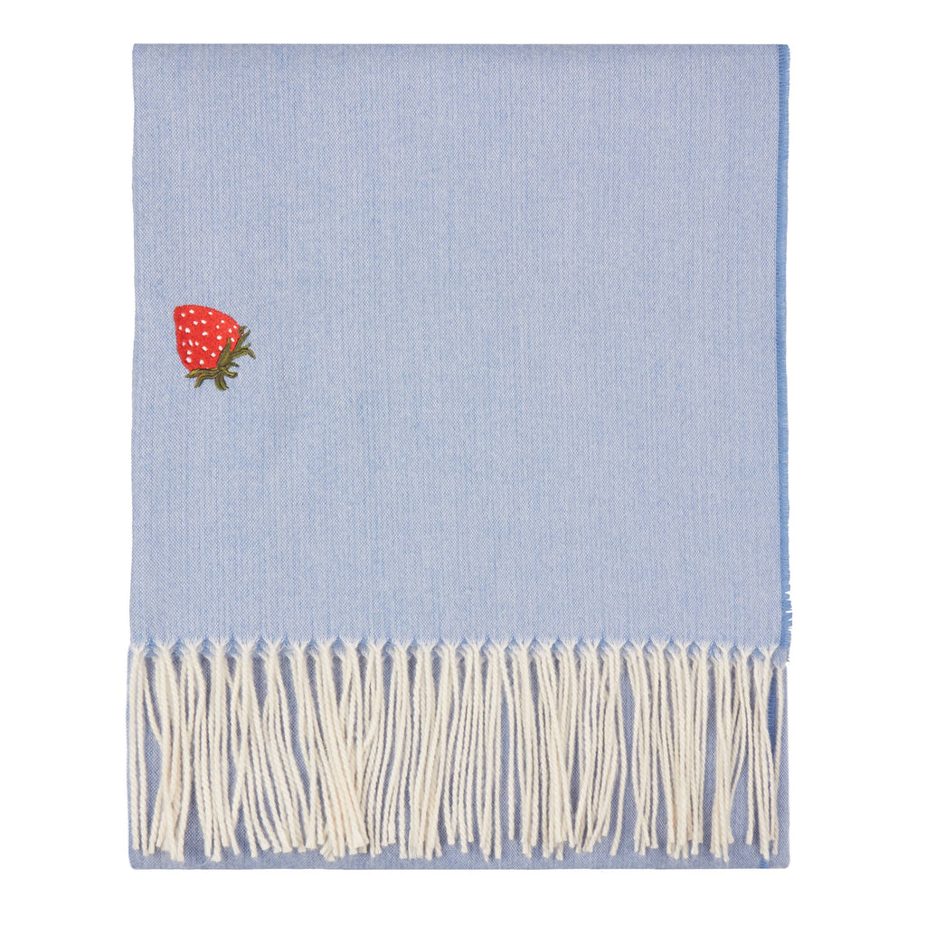 Fruits Lightweight Embroidered Throw Berry Sweet Blue
