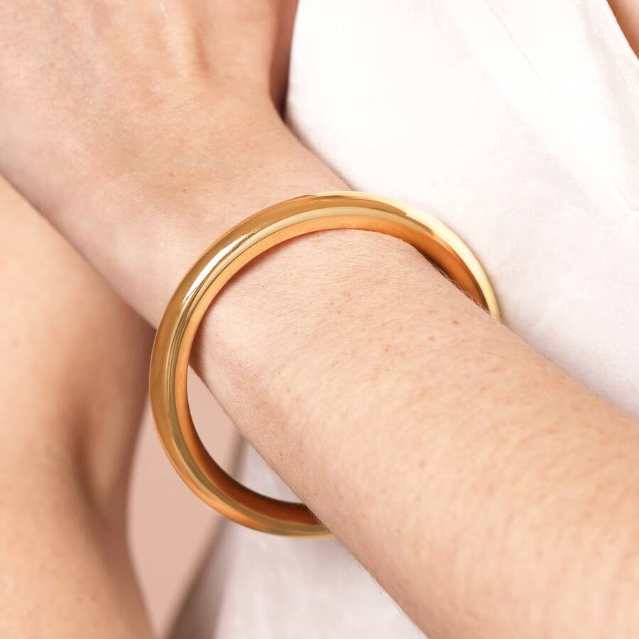Stainless Steel Chunky Bangle in Gold