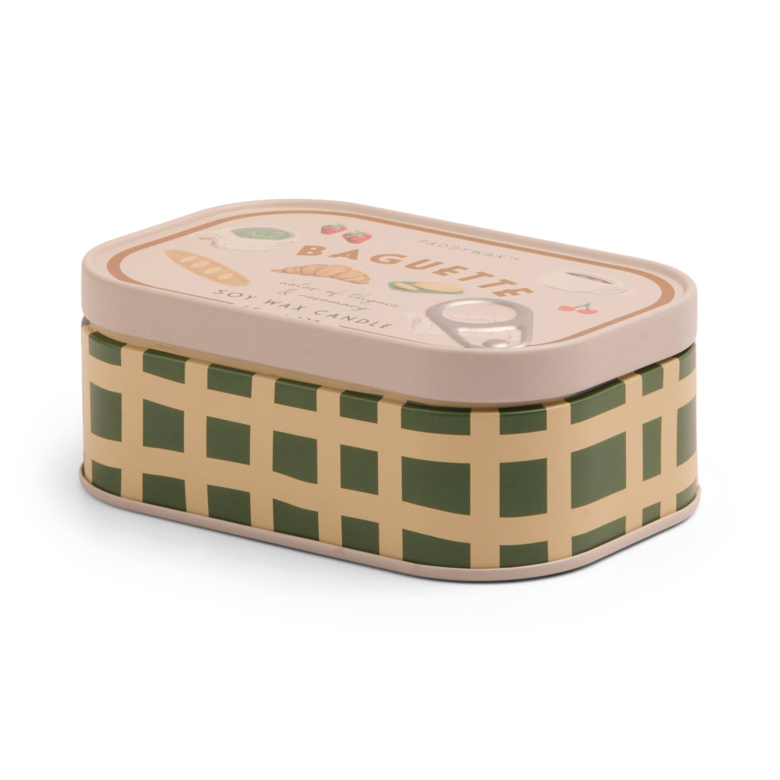 Paddywax Bistro French Baguette Tin Candle - Rosemary Thyme