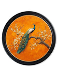 Peacocks In Saffron Garden - Oxford round frame