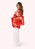 Fringed Box Tote - Rouge Blooms