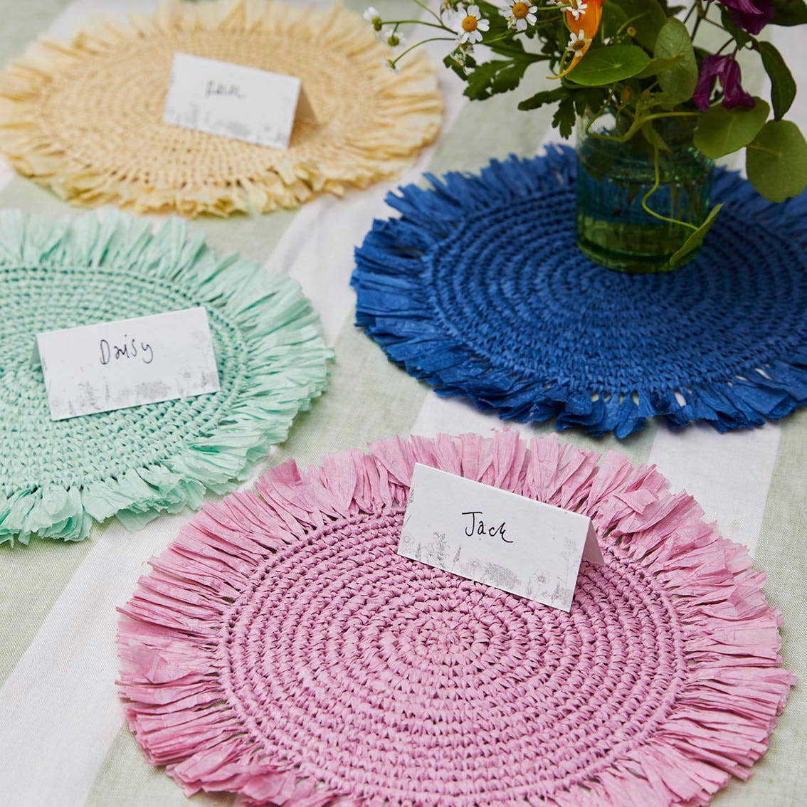 Pink Raffia Placemat - 2 Pack | Spring Tableware |