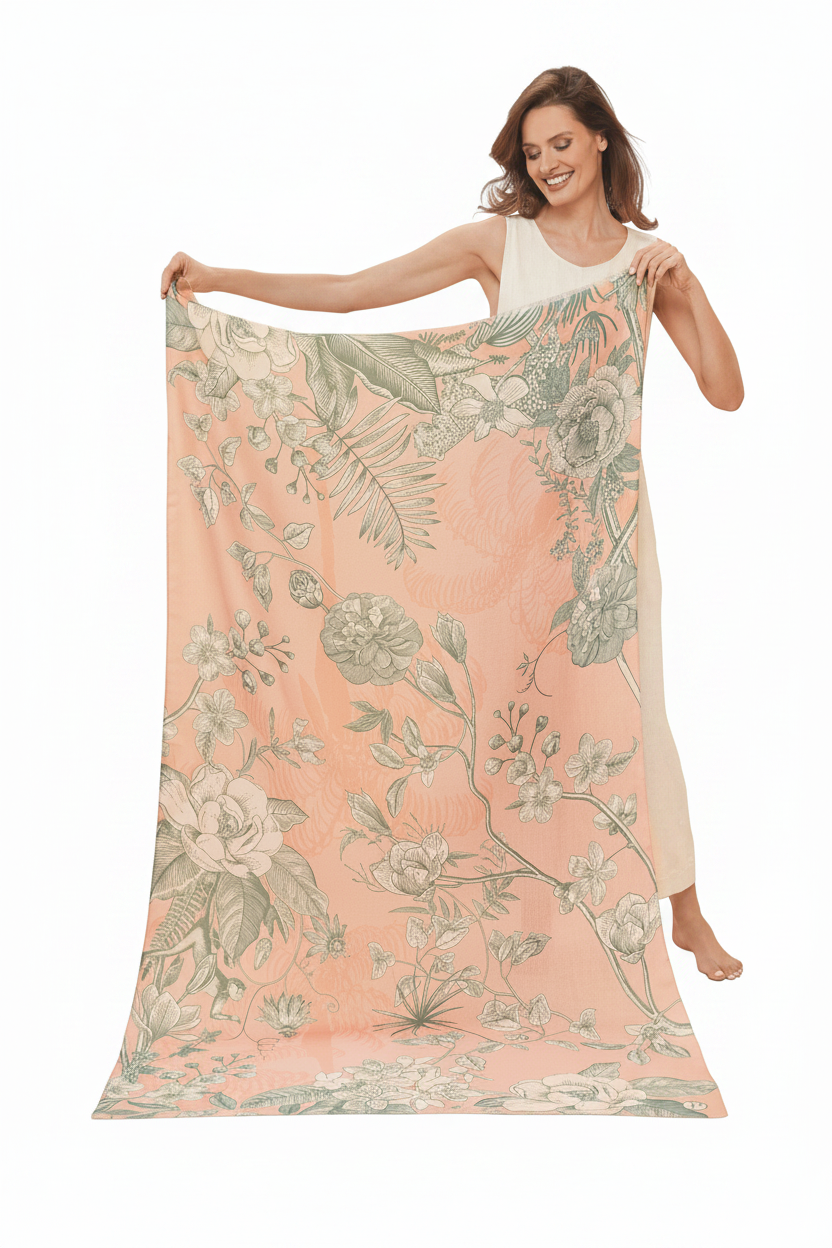Printed Floral Jungle Scarf - Petal