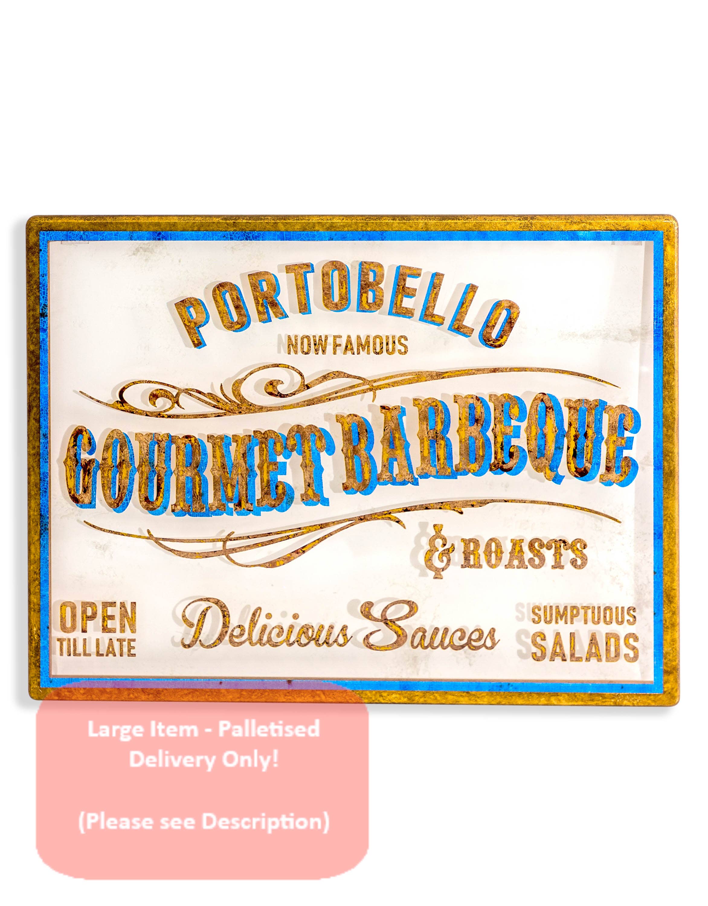 Large Gold Framed "Portobello Gourmet" Wall Sign